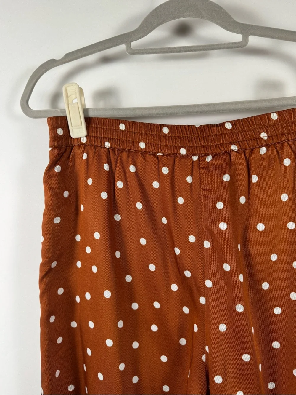 Anthropologie Rust Brown Polka Dot Wide-Leg Jumpsuit